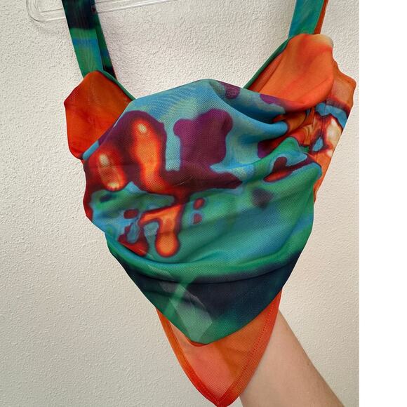 Miaou Multicolor Mesh Bandana Cowl Tank Top Women’s S - Picture 3 of 15